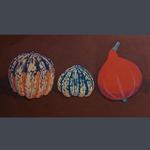 Brown gourds, watercolor and acrylic on board