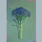Broccoli, watercolor and acrylic on board