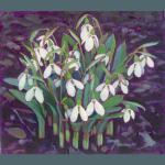 Snowdrops, gouache and acrylic on board