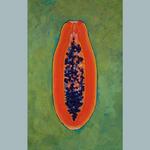 Papaya, watercolor and acrylic on board