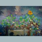 Nasturtium, watercolor and acrylic on board