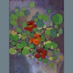 Nasturtium, watercolor and acrylic on board