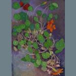 Nasturtium, watercolor and acrylic on board
