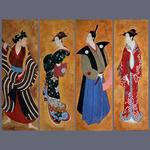 painter's elevations, Mikado scenes, University of Wisconsin Opera